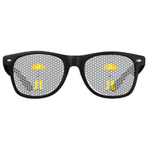 Lunettes De Fête Retro Parapluie jaune et bottes pour les jours pluvieux