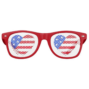 Lunettes De Fête Retro Patriotique USA juillet 4 American Flag Heart Shad