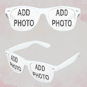 Lunettes De Fête Retro Personnaliser Ajouter un nom Photo ou oeuvre d'art