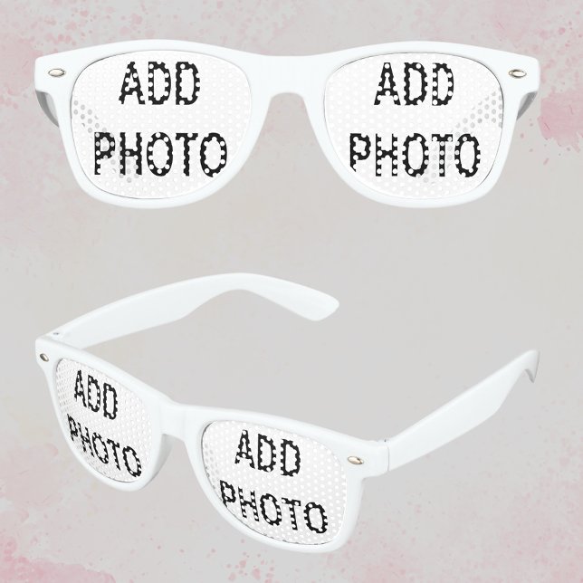 Lunettes De Fête Retro Personnaliser Ajouter un nom Photo ou oeuvre d'art (Customize Add Name Photo or Artwork Retro Sunglasses)