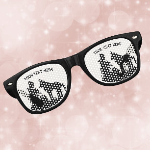 Lunettes De Fête Retro Petit Chaperon Rouge Loup Silhouette Noire sur Fon