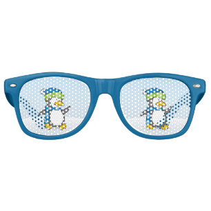 Lunettes De Fête Retro Petit manchot marchant sur la neige