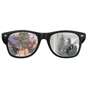 Lunettes De Fête Retro Photo de Noël personnalisé à deux familles