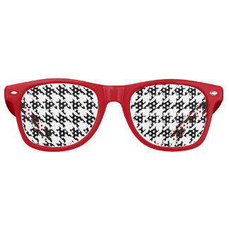 Lunettes De Fête Retro Pied de fond rouge encadré noir et blanc