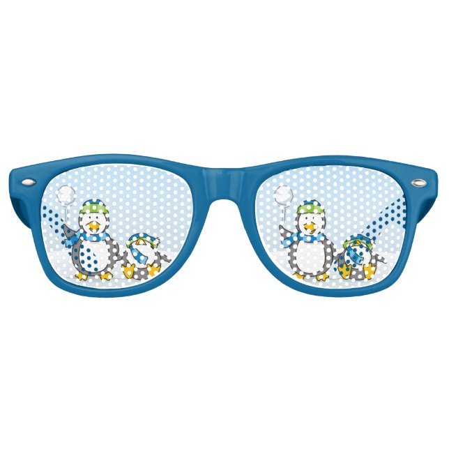 Lunettes De Fête Retro Pingouins à neige (Devant)