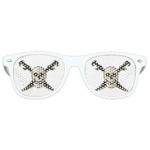 Lunettes De Fête Retro Pirate (Crâne) - Adulte Retro Party Shades, Blanc 