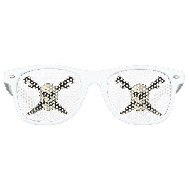 Lunettes De Fête Retro Pirate (Crâne) - Adulte Retro Party Shades, Blanc  (Devant)