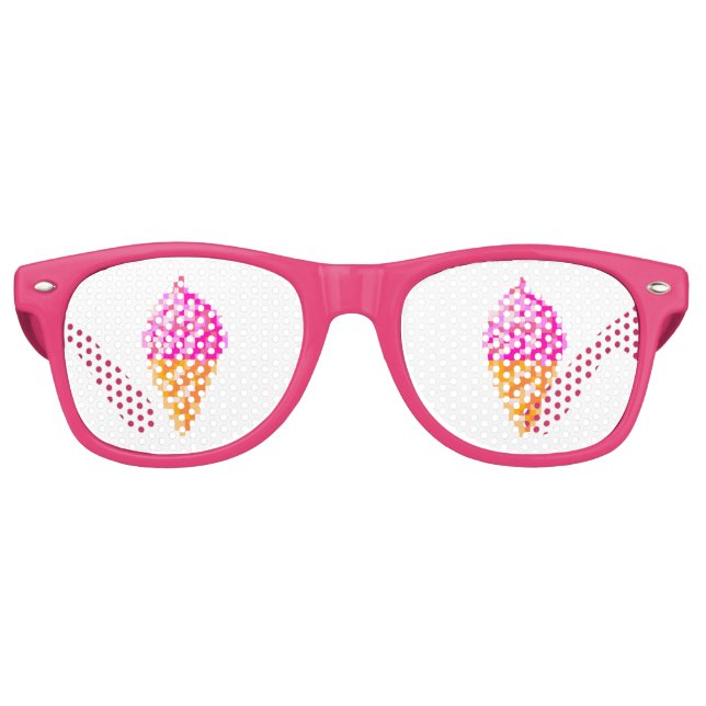 Lunettes De Fête Retro Pixel art glaces cône rose et orange (Devant)