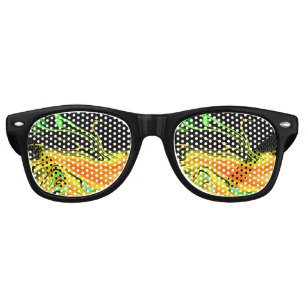 Lunettes De Fête Retro Planète Alien Marbré Vert Orange Noir