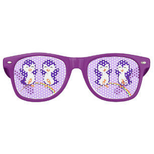 Lunettes De Fête Retro Pretty Purple Penguin Arc-en-ciel