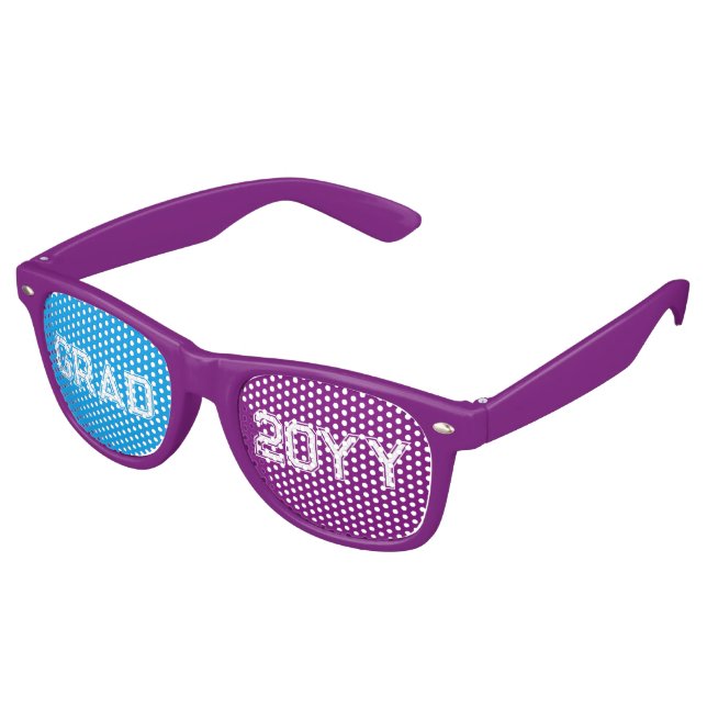 Lunettes De Fête Retro Purple Blue & White Grad 2016 Conception de texte (Angulaire)