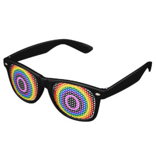 Lunettes De Fête Retro RAINBOW FLAG BUTTON + your sign or text