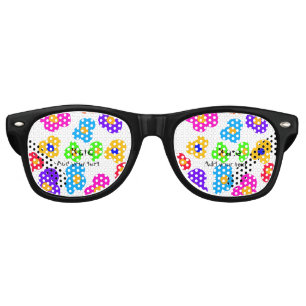 Lunettes De Fête Retro Rainbow flower pride amour ajouter nom texte lqbtq