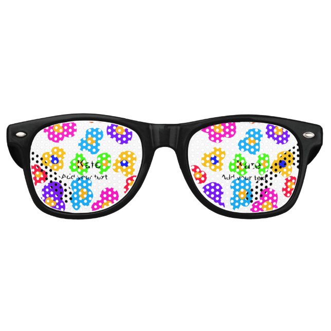 Lunettes De Fête Retro Rainbow flower pride amour ajouter nom texte lqbtq (Devant)