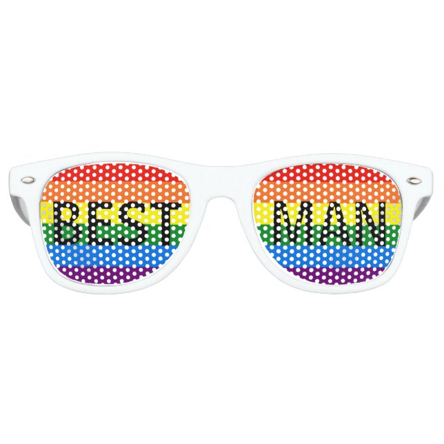Lunettes De Fête Retro Rainbow Stripes Gay Wedding Party Shades Bestman (Devant)