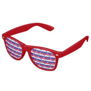 Lunettes De Fête Retro Red White and Blue Patriotic Stars Motif