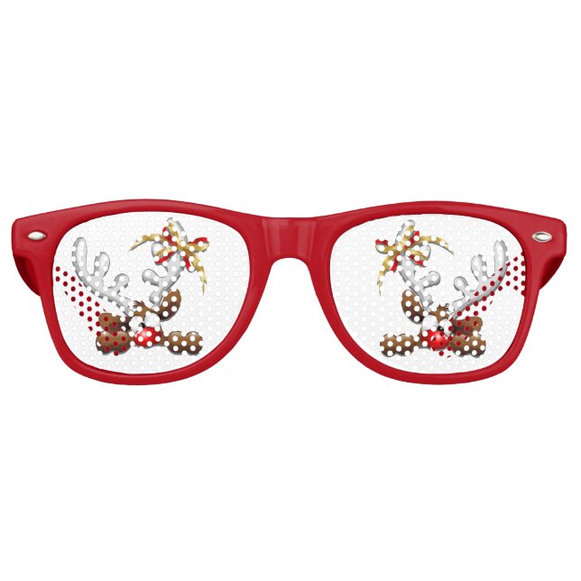 Lunettes De Fête Retro Reindeer Puzzled drôle Caractère de Noël (Devant)