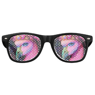 Lunettes De Fête Retro Reine du Flamant rose cosmique