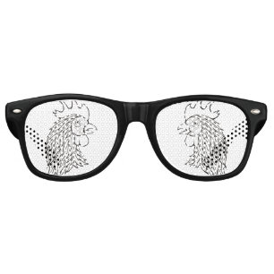 Lunettes De Fête Retro Rooster's Head Line Art