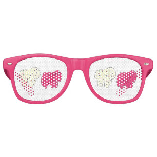 Lunettes De Fête Retro Rose Blanc Cirque Zoo Animaux Cookies Crackies