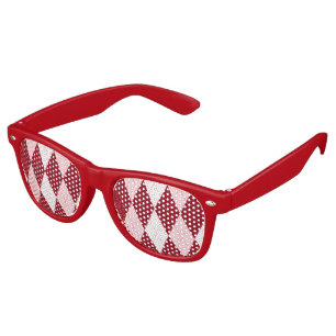 Lunettes De Fête Retro Rouge Jacquard Crimson rose Petit Diamant Forme