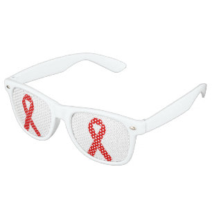 Lunettes De Fête Retro Ruban de sensibilisation rouge + votre message