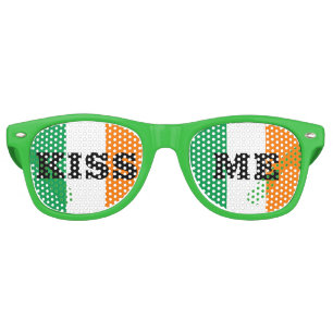 Lunettes De Fête Retro Sain Patricks Day & Irish Flag /shades Kiss Me