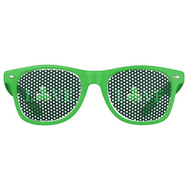 Lunettes De Fête Retro Saint Patrick's Day Irlandais Love Clover shamrock (Devant)