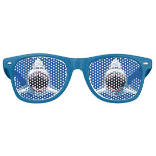 Lunettes De Fête Retro Scary Shark Mascot Cool Blue Party