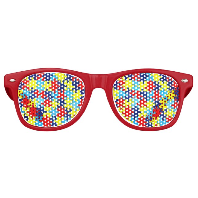 Lunettes De Fête Retro Sensibilisation sur l'autisme-Puzzle par Shirley T (Devant)