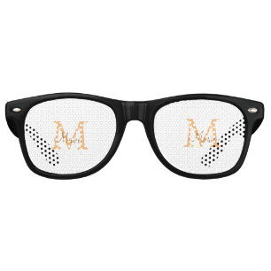 Lunettes De Fête Retro simple minimum ajouter nom monogramme orange brun 