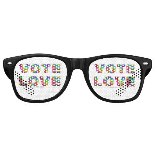 Lunettes De Fête Retro SlipperyJoe vote amour égalité fourrure de couleur