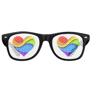Lunettes De Fête Retro SlipperyJoe's cœur en forme de couche arc-en-ciel