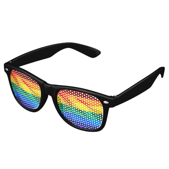 Lunettes De Fête Retro SlipperyJoe's drapeau gay pride agitant des couleu (Angulaire)
