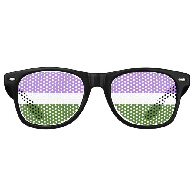 Lunettes De Fête Retro SlipperyJoe's genderqueer orteils drapeau couleurs (Devant)