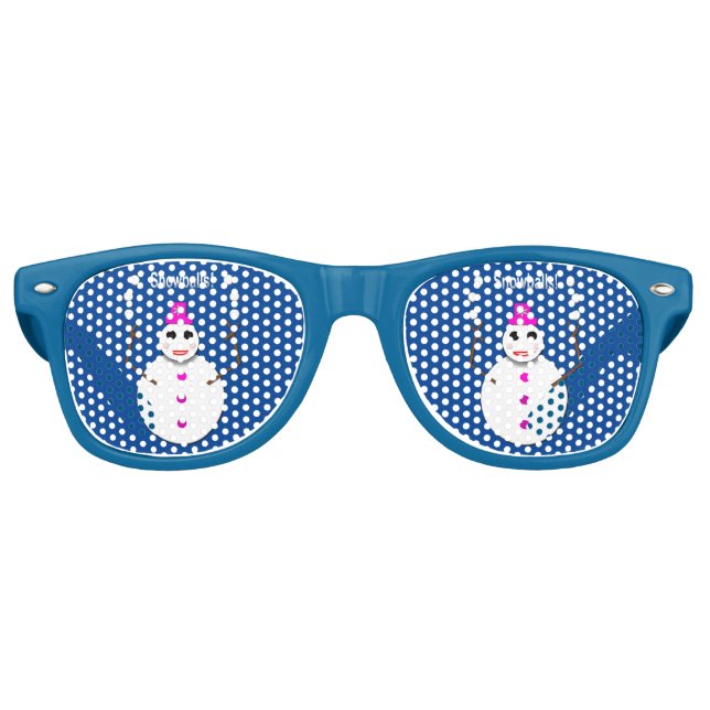 Lunettes De Fête Retro Snowlady de Noël Jongler boules de neige amusant (Devant)