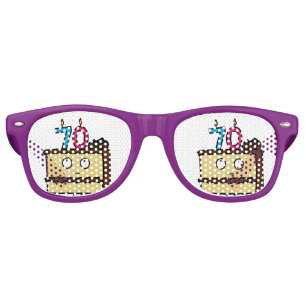 Lunettes De Fête Retro soixante-dixième Gâteau d'anniversaire avec des