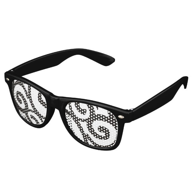 Lunettes De Fête Retro Spirales Motif noir & blanc + vos idées (Angulaire)