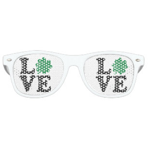Lunettes De Fête Retro St Patrick's Day LOVE Shamrock irlandais