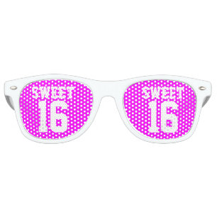 Lunettes De Fête Retro SWEET 16 SIXTEEN neon rose beige