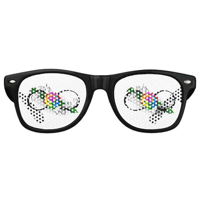 Lunettes De Fête Retro Symbole d'infini avec Rose arc-en-ciel (Devant)