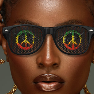 Lunettes De Fête Retro SYMBOLE Jamaïcain One Love Rasta Color Peace