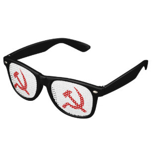 Lunettes De Fête Retro Symbole rouge de marteau et de faucille de
