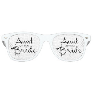 Lunettes De Fête Retro Tante de la mariée noire sur blanc