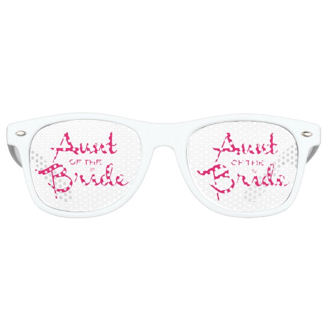 Lunettes De Fête Retro Tante de mariée rose chaud sur blanc (Devant)