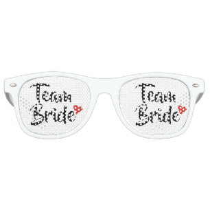 Lunettes De Fête Retro Team Bride Red Heart