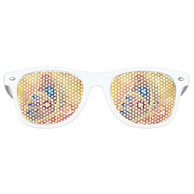 Lunettes De Fête Retro Teintes de la fête rétro adulte papillon, blanc (Devant)