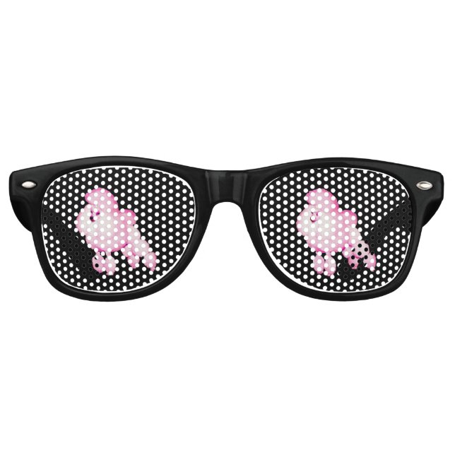 Lunettes De Fête Retro Teintes Retro Pink Poodparty avec cadres noirs (Devant)