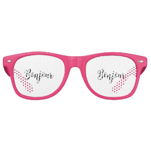 Lunettes De Fête Retro TexteNoirBonjour