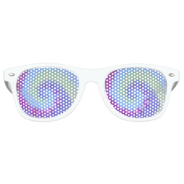 Lunettes De Fête Retro tiedye adulte rétro parti nuances blues spirale (Devant)